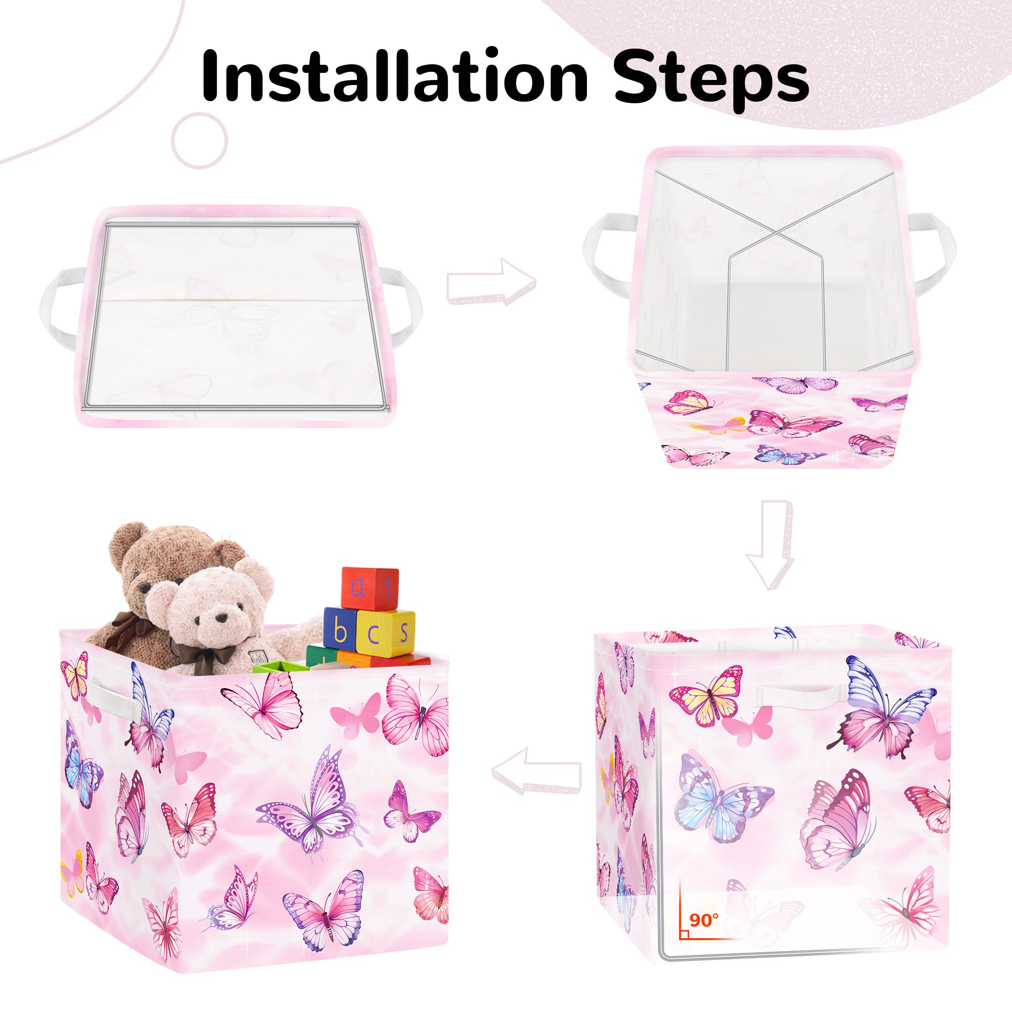 Clastyle Butterfly Kid Storage Cube waterproof coating closeup highlights wipe-clean surfaces