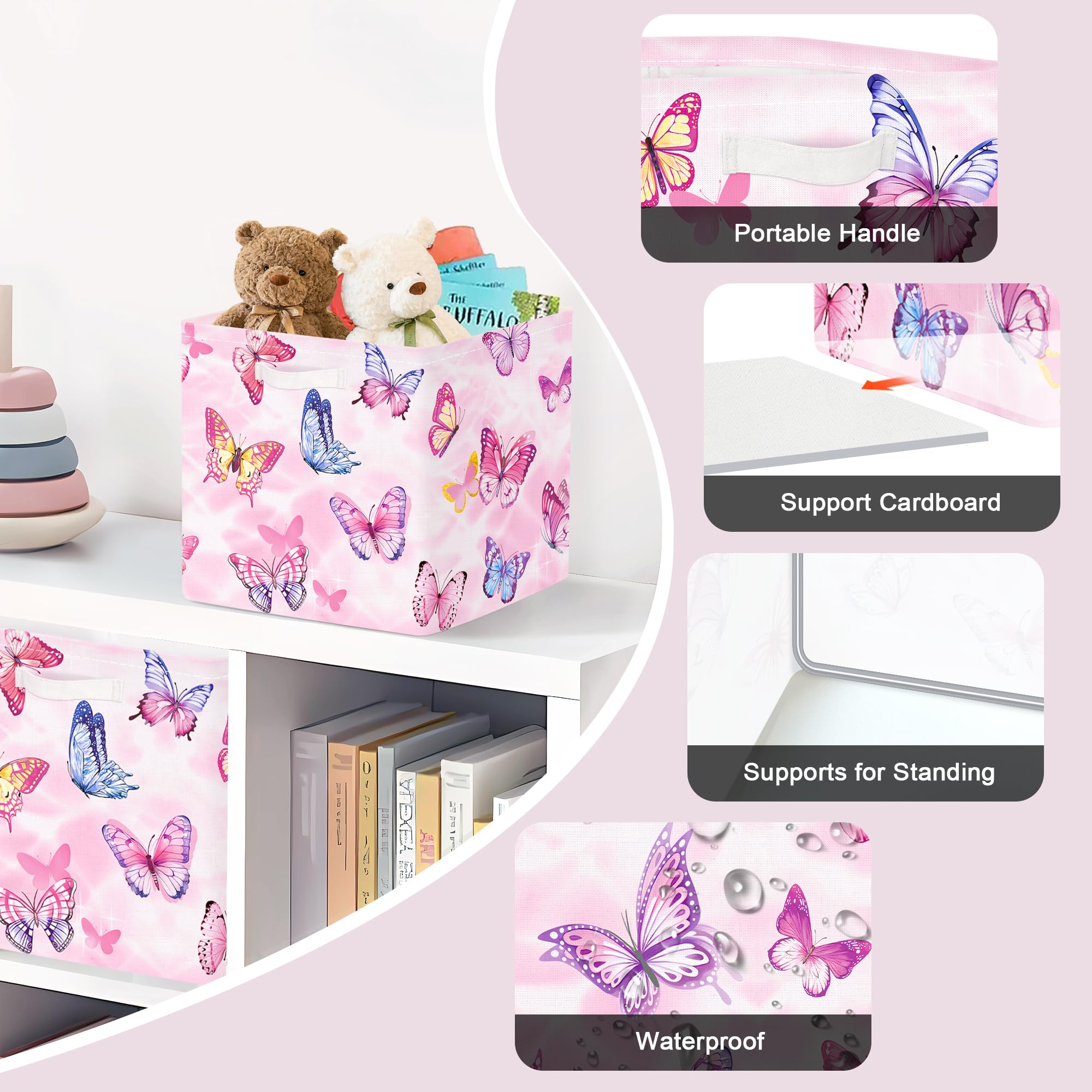 Clastyle Butterfly Kid Storage Cube with toys shows versatile organization for kids rooms