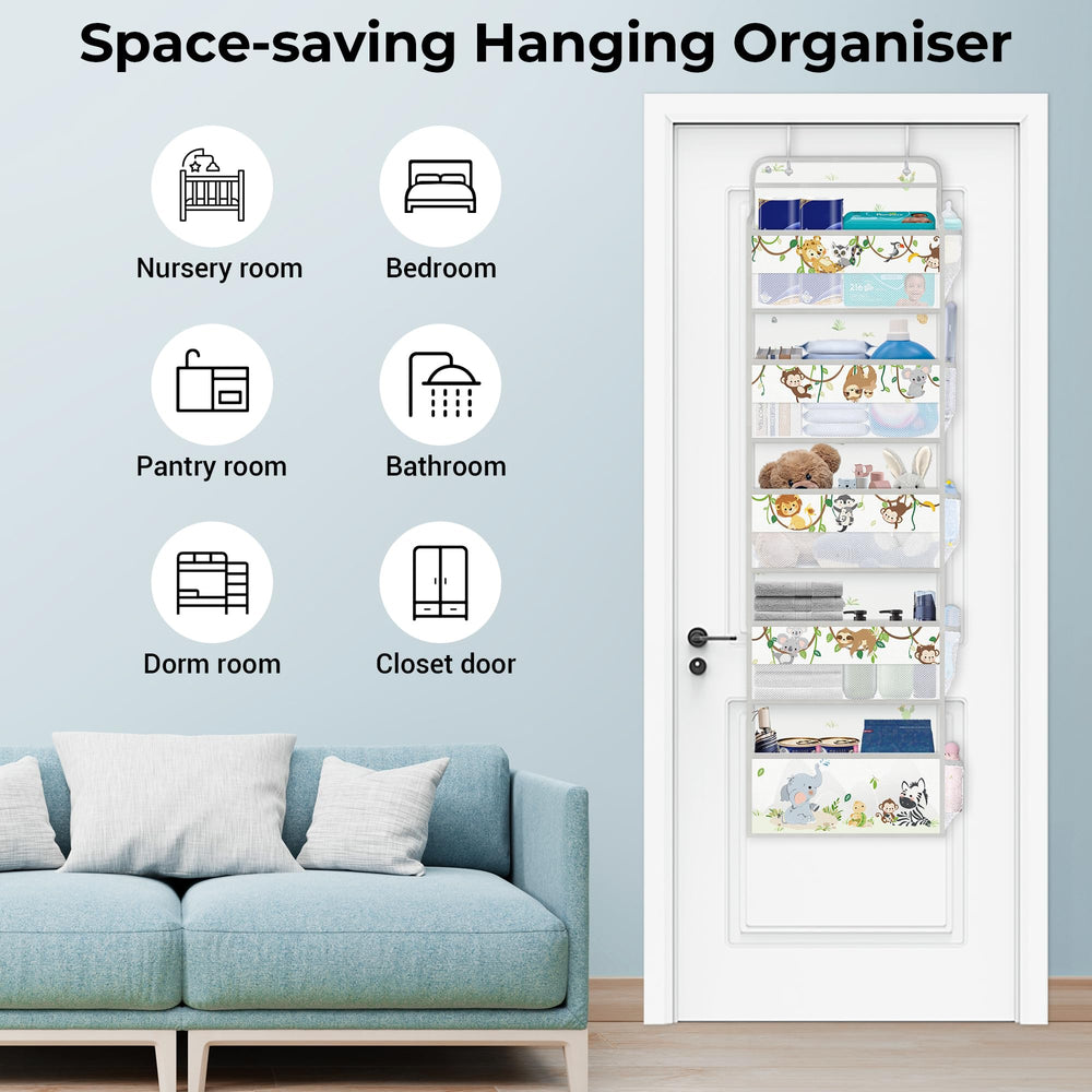 Clastyle extensible hook protects doors from scratches while holding the organizer securely.