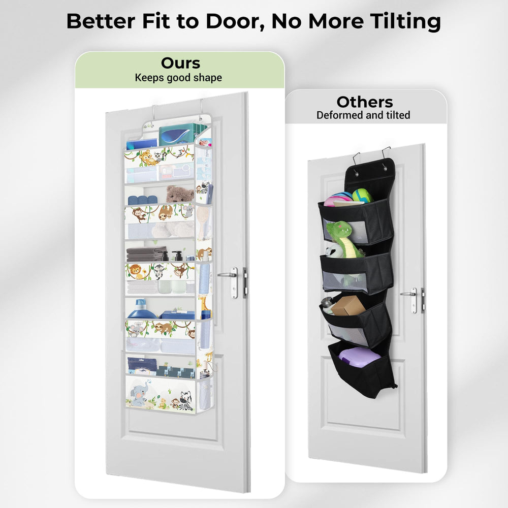Clastyle sturdy nonwoven fabric provides breathable, durable storage behind the door.