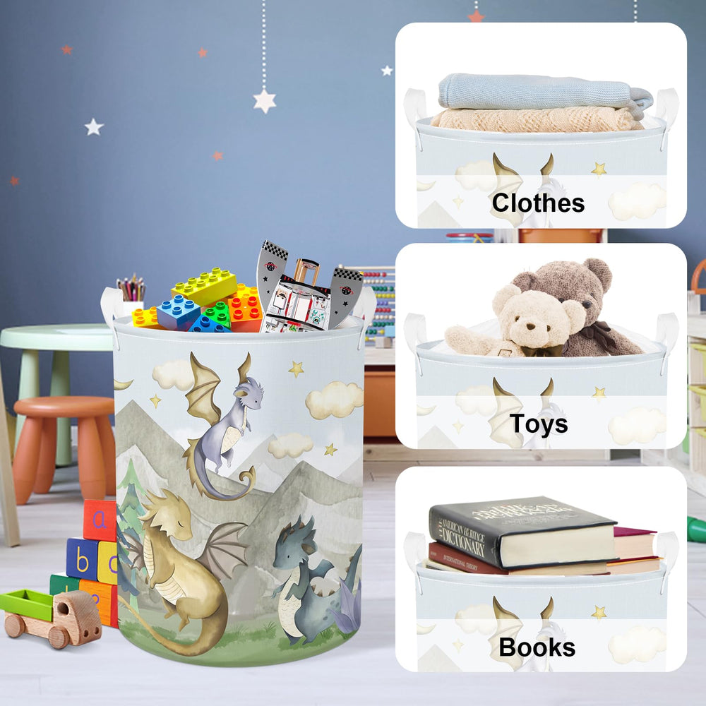 Clastyle dragon hamper with sturdy handles for easy transport.