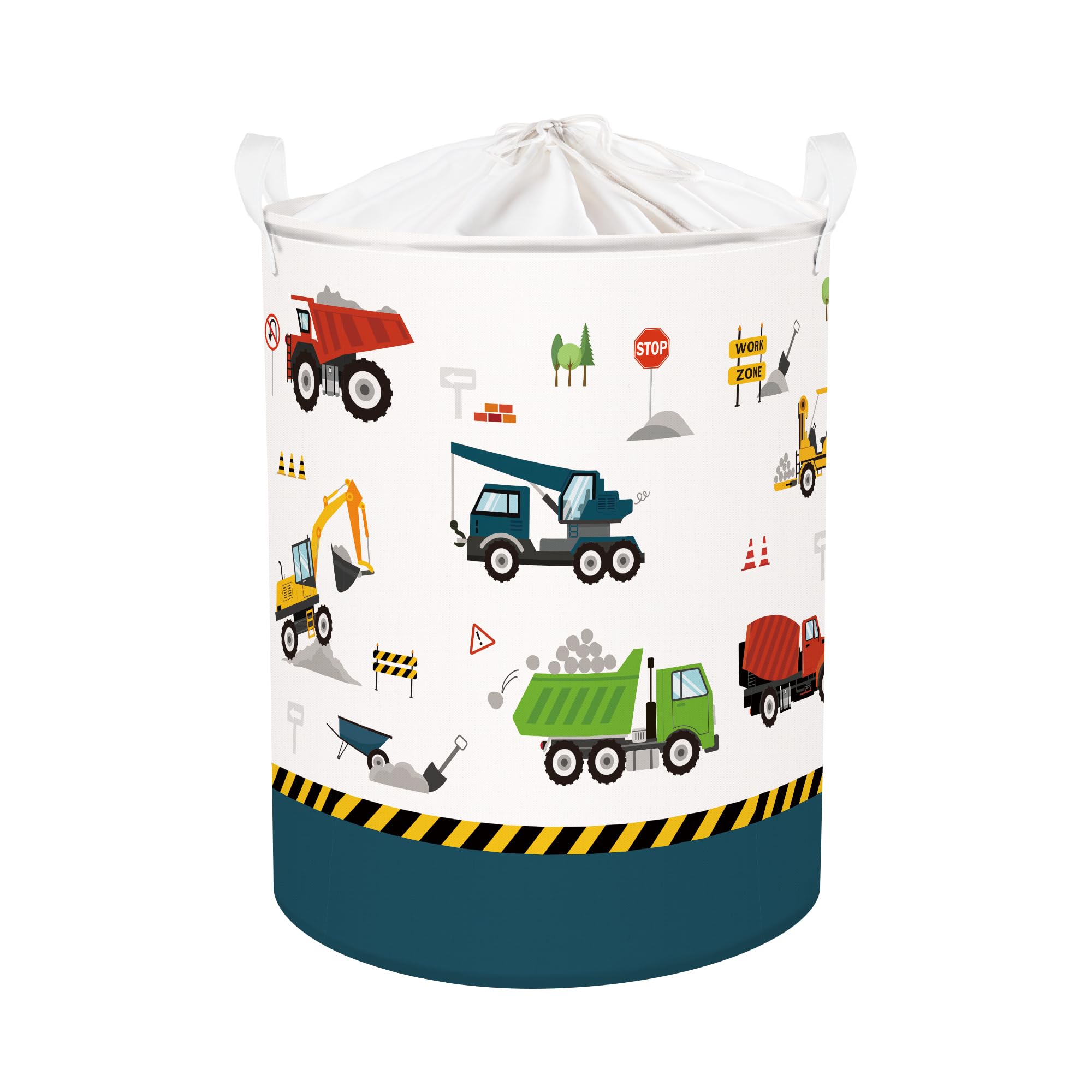 Clastyle 63L construction truck hamper, full view, ideal for toy storage and laundry in kids' rooms.