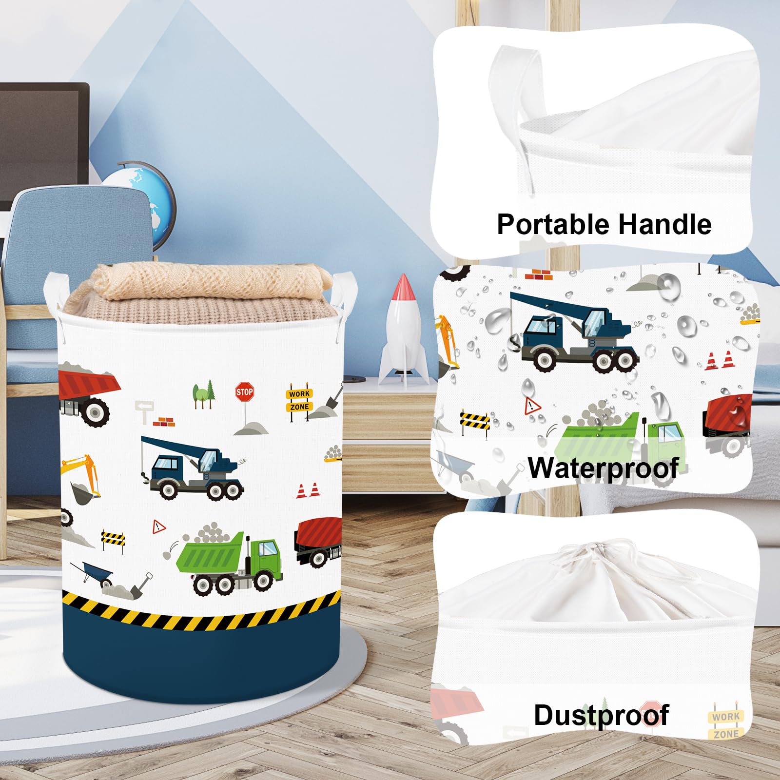 Clastyle 63L hamper with lid and drawstring, keeps contents tidy and dust-free.