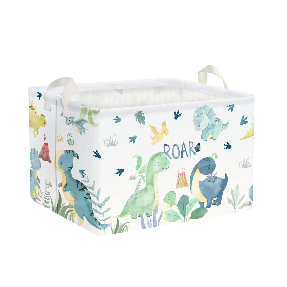Clastyle Adorable Watercolors dinosaur basket on shelf for tidy toy storage.