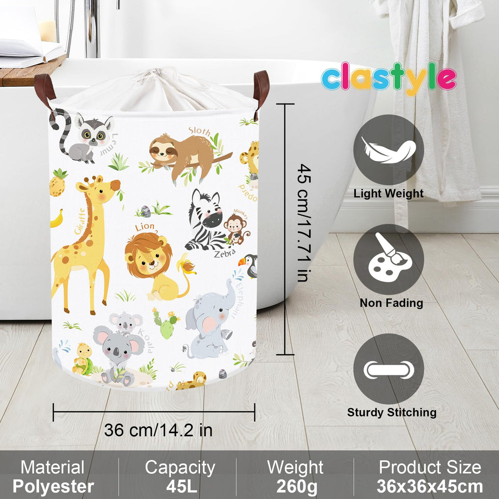 Clastyle alphabet animal hamper includes lid for clutter control