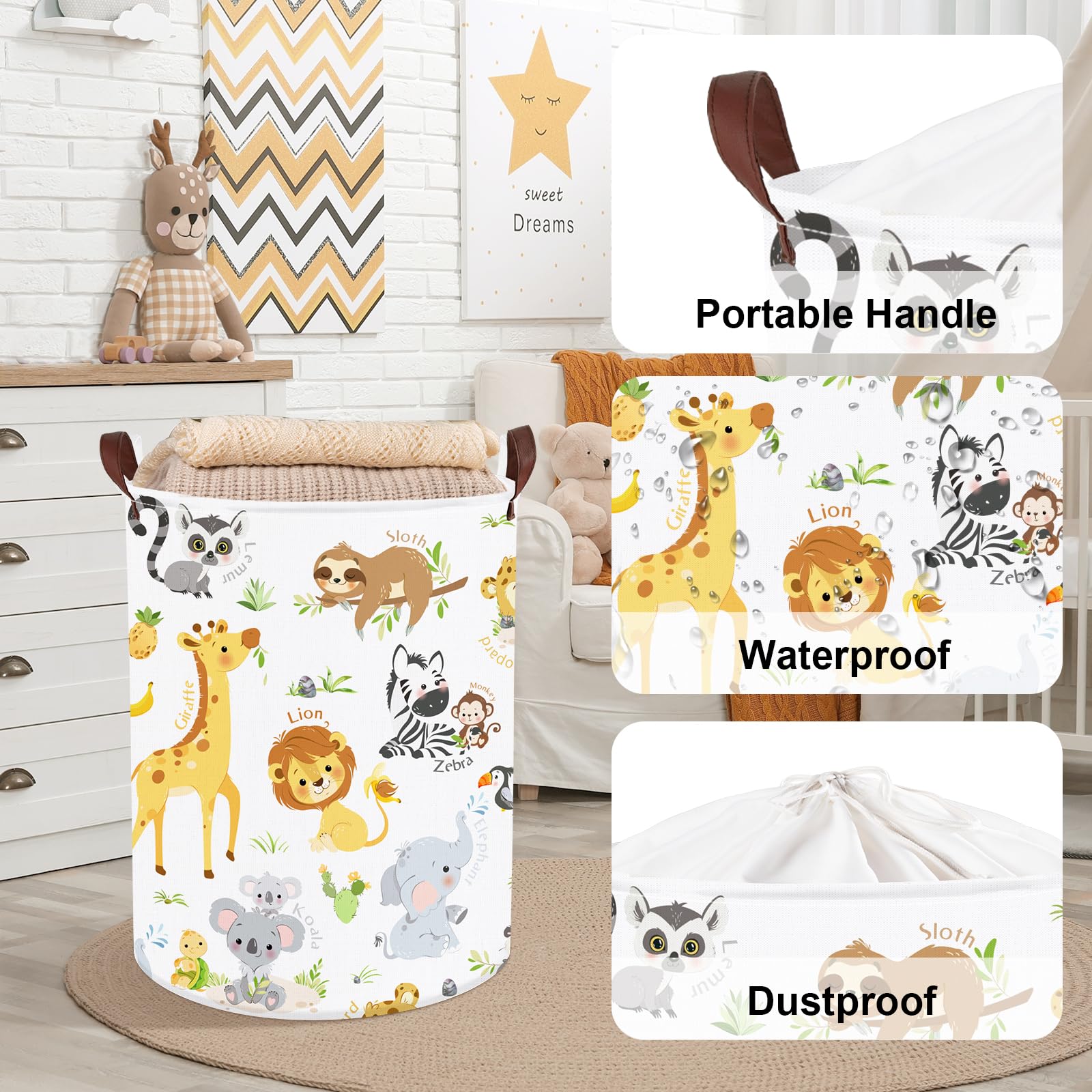 Clastyle alphabet animal hamper with zebra pattern for toy and book storage