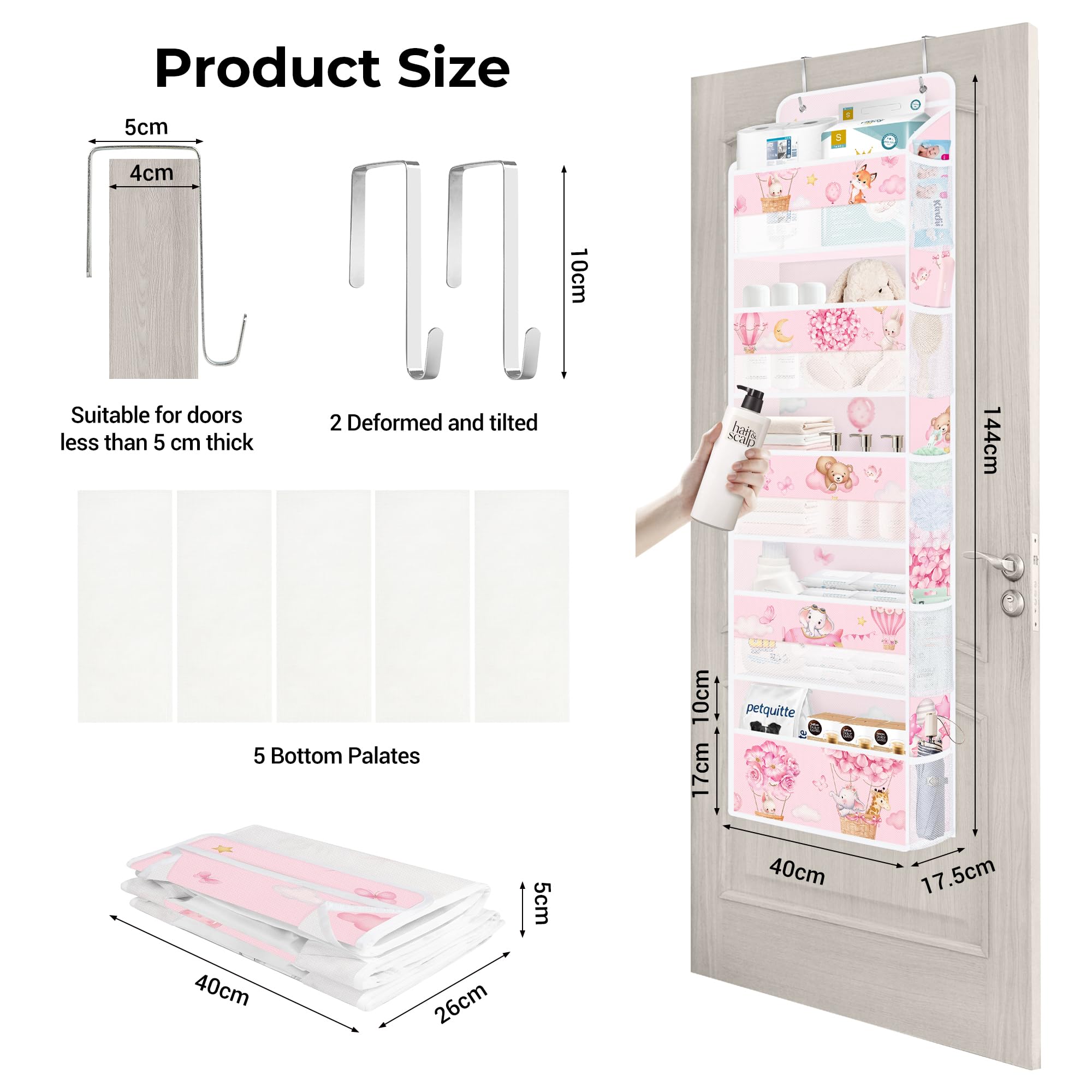 Clastyle expandable hooks protect doors from scratches during use.