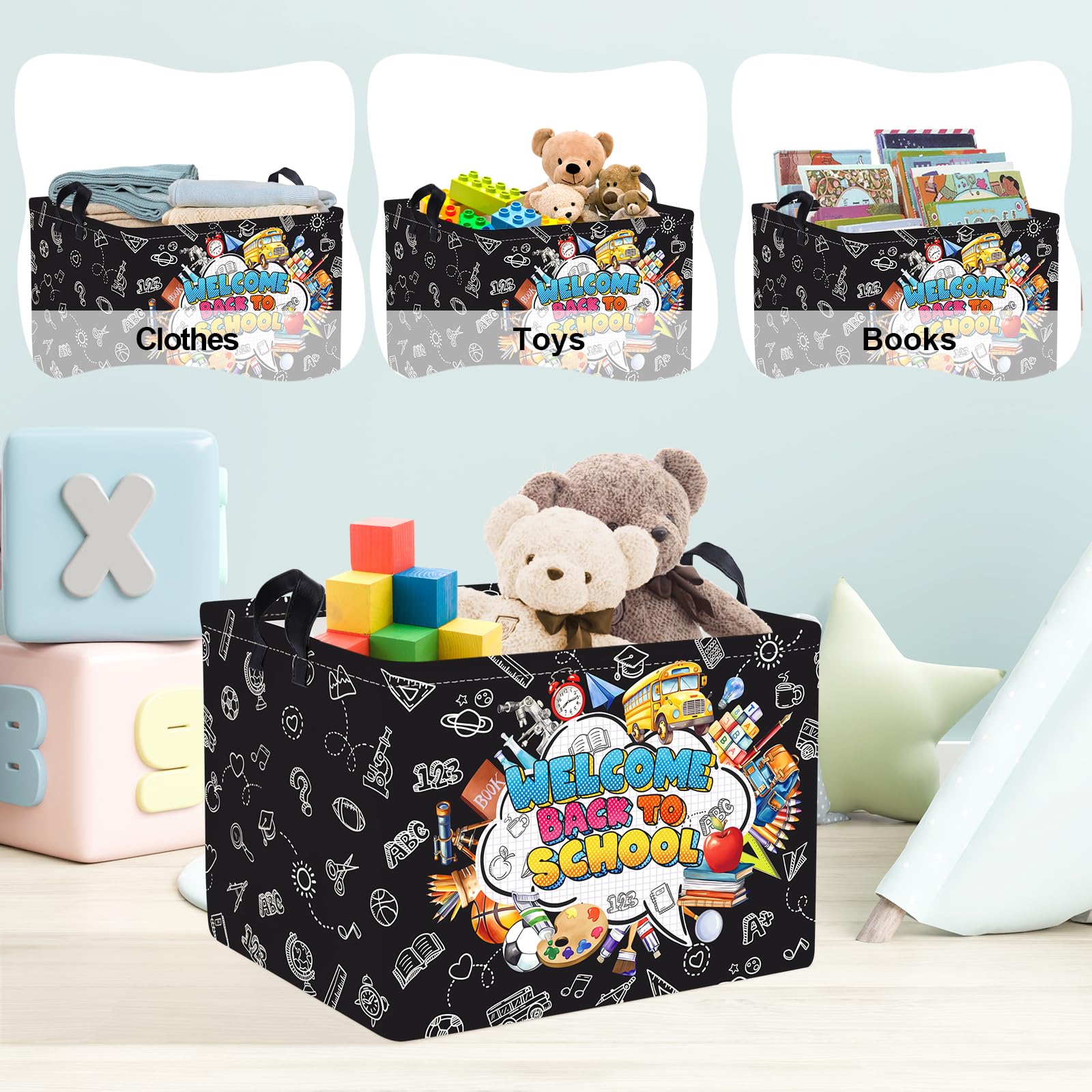 Clastyle soft-sided basket easy for kids to carry and unload toys