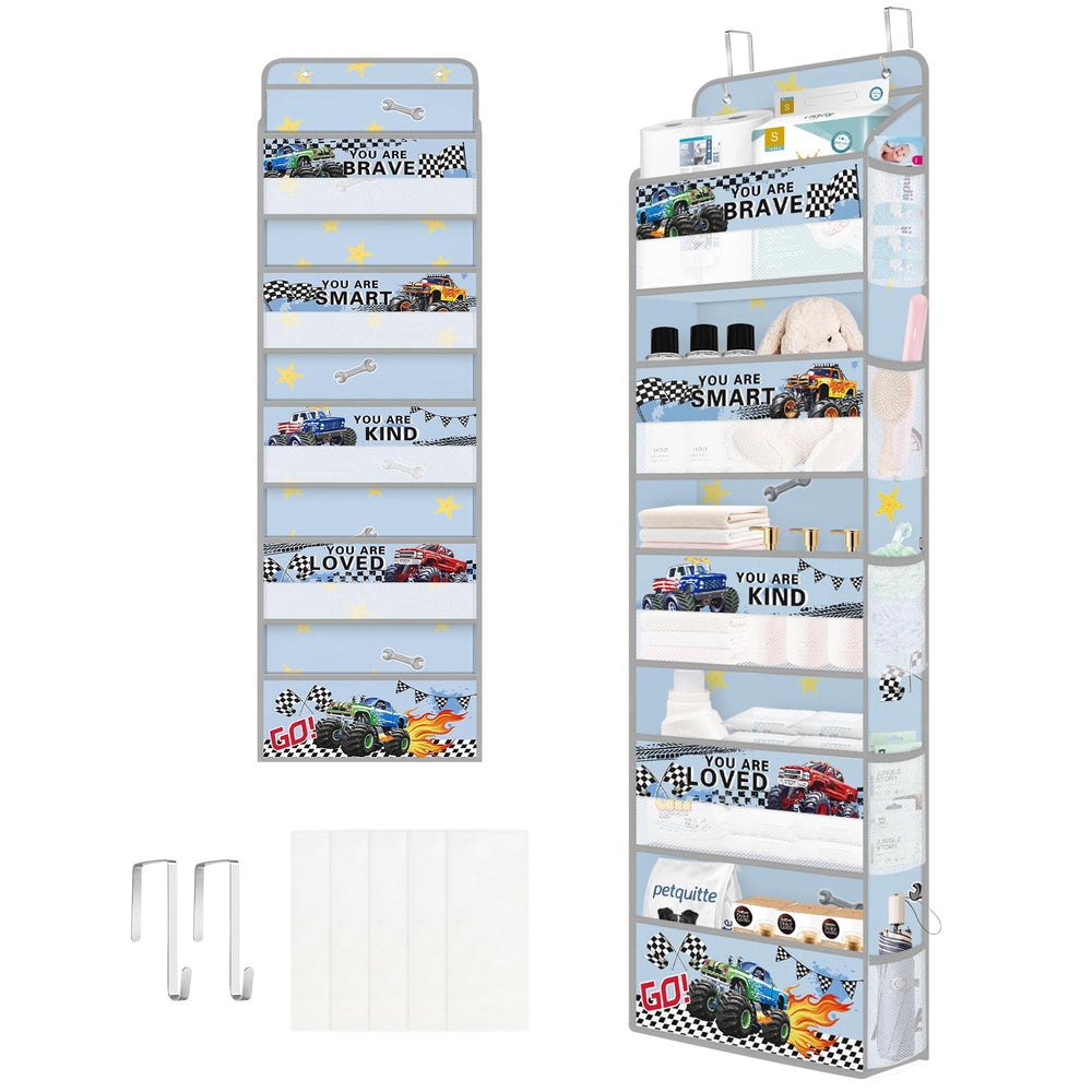 Clastyle 5-tier car door organizer mounted on a door for toys and wipes within reach