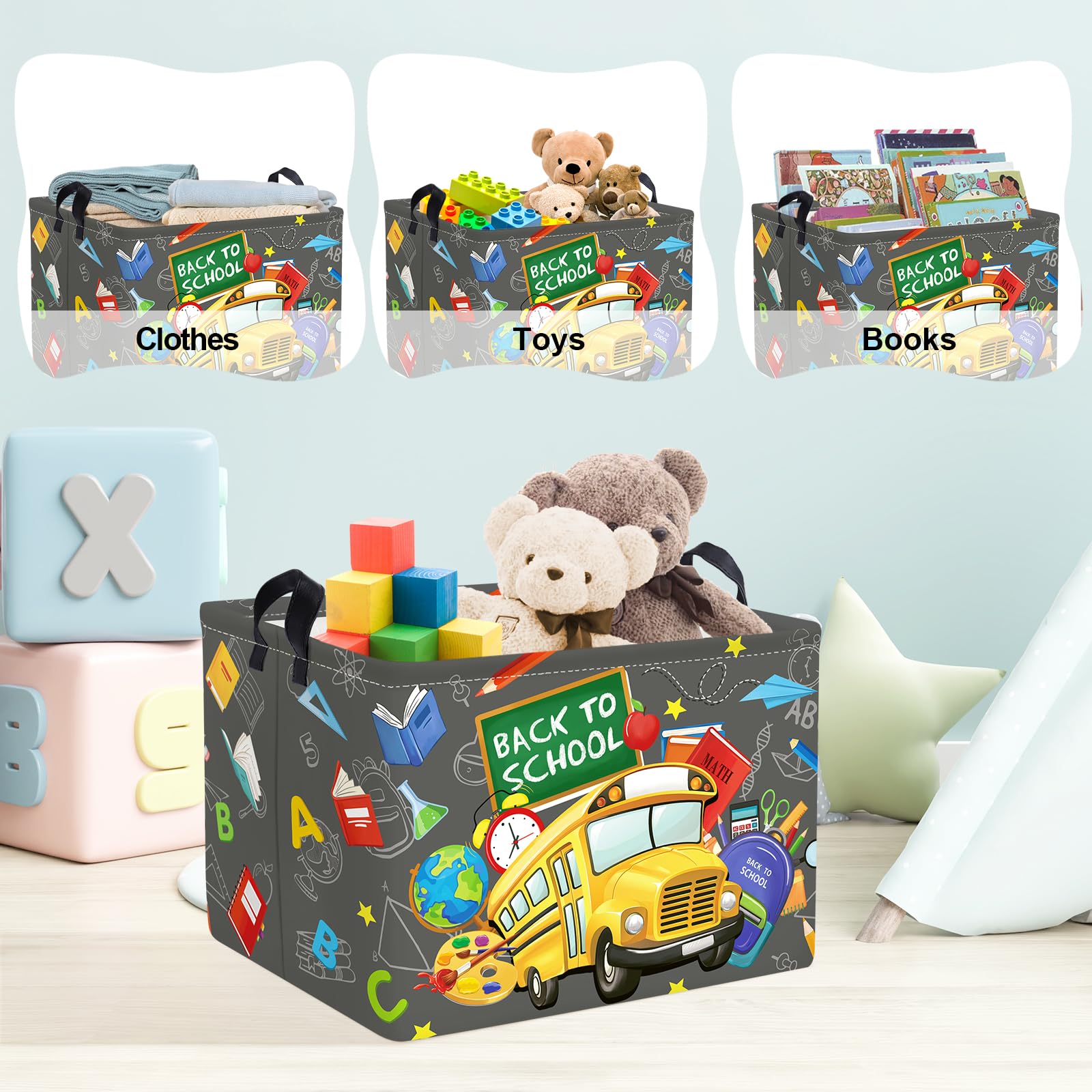 Clastyle clothes storage bin gray ideal for laundry and towels.