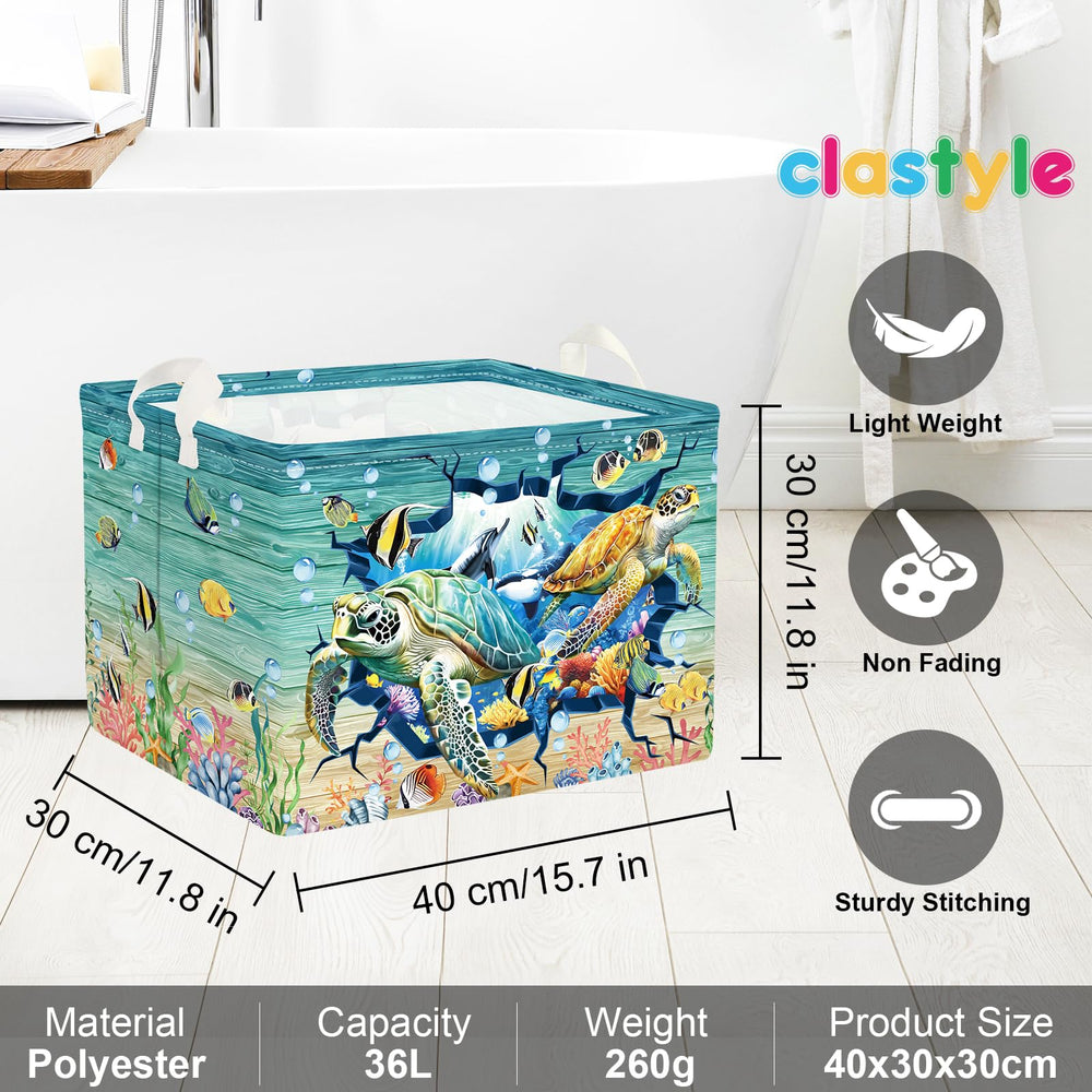 Clastyle Collapsible Dirty Clothes Hamper folds flat for easy storage.