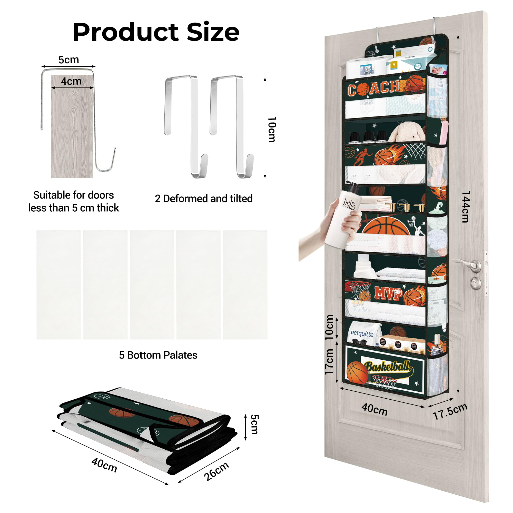 Clastyle Door Hanging Storage Five-Tier offers ample space behind doors for clutter-free rooms.