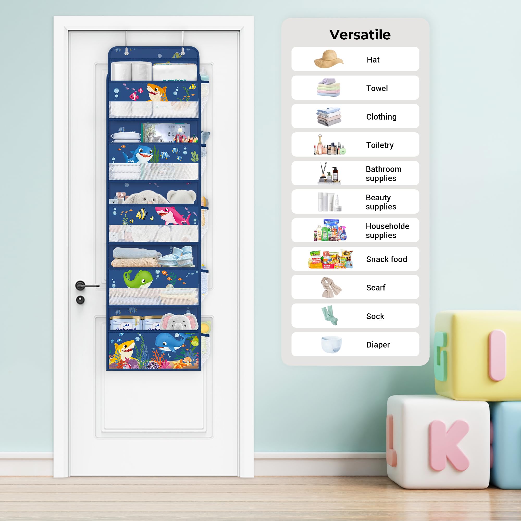 Clastyle door hanging nursery organizer keeps toys and clothes tidy