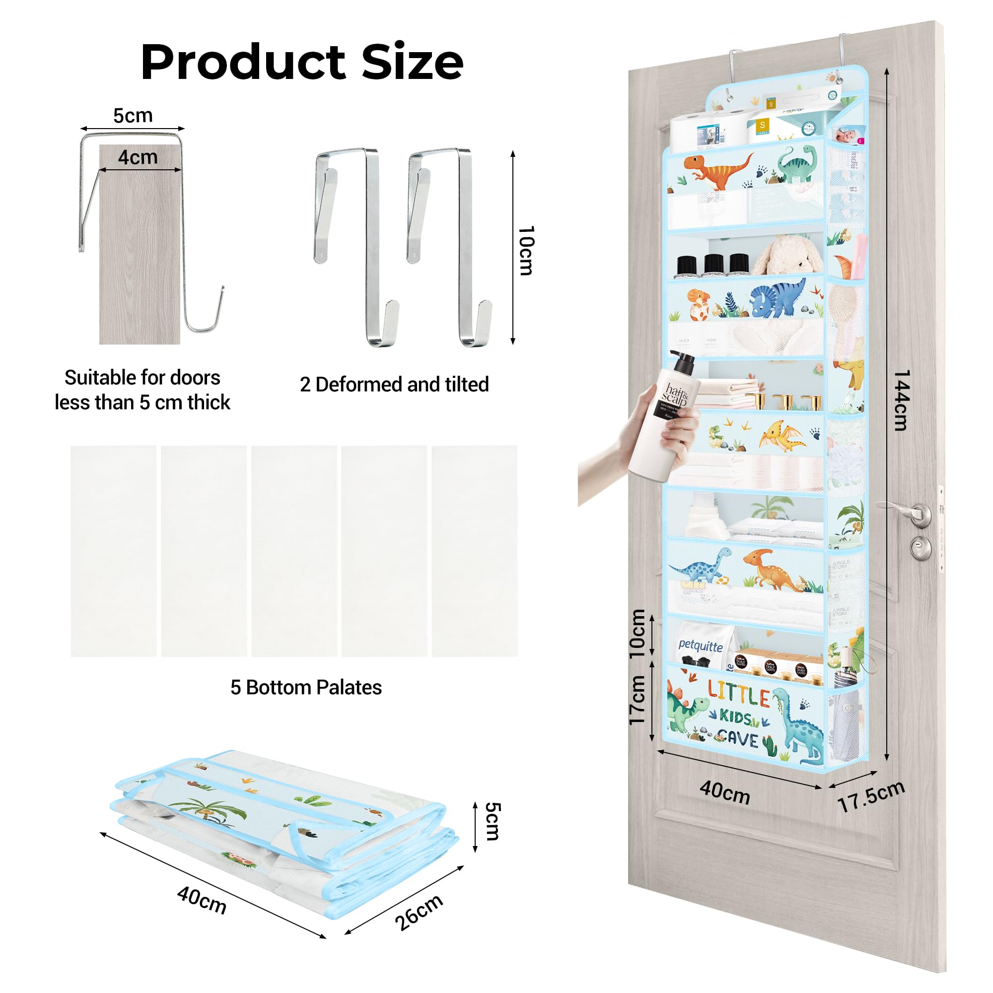 Clastyle extensible door hooks protect door surfaces while keeping items organized.