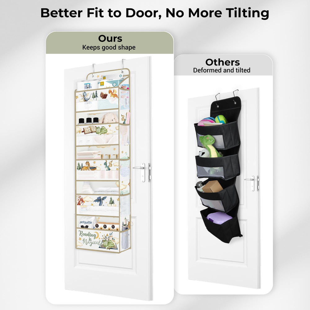 Clastyle large-capacity door organizer keeps toys, diapers, towels tidy.