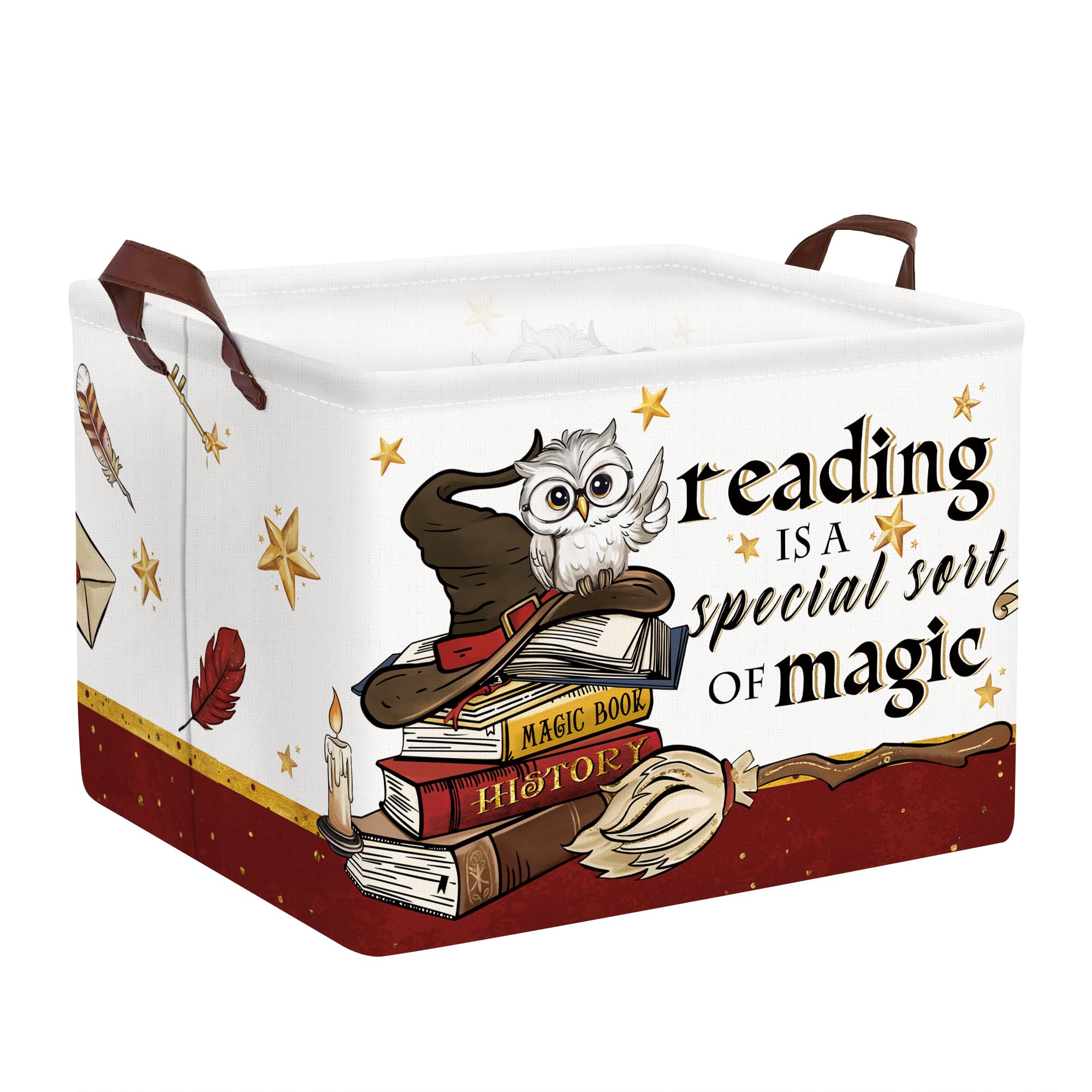 Clastyle Magic Nursery Decor basket with wand and owl stores toys neatly for playtime.
