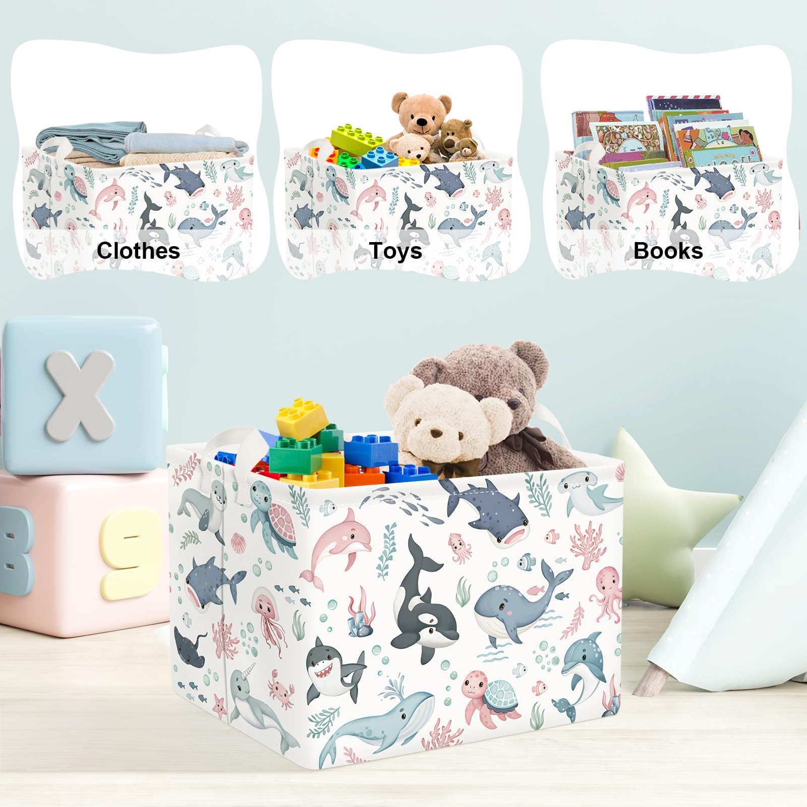 Clastyle Ocean Animal Basket collapsible design saves space
