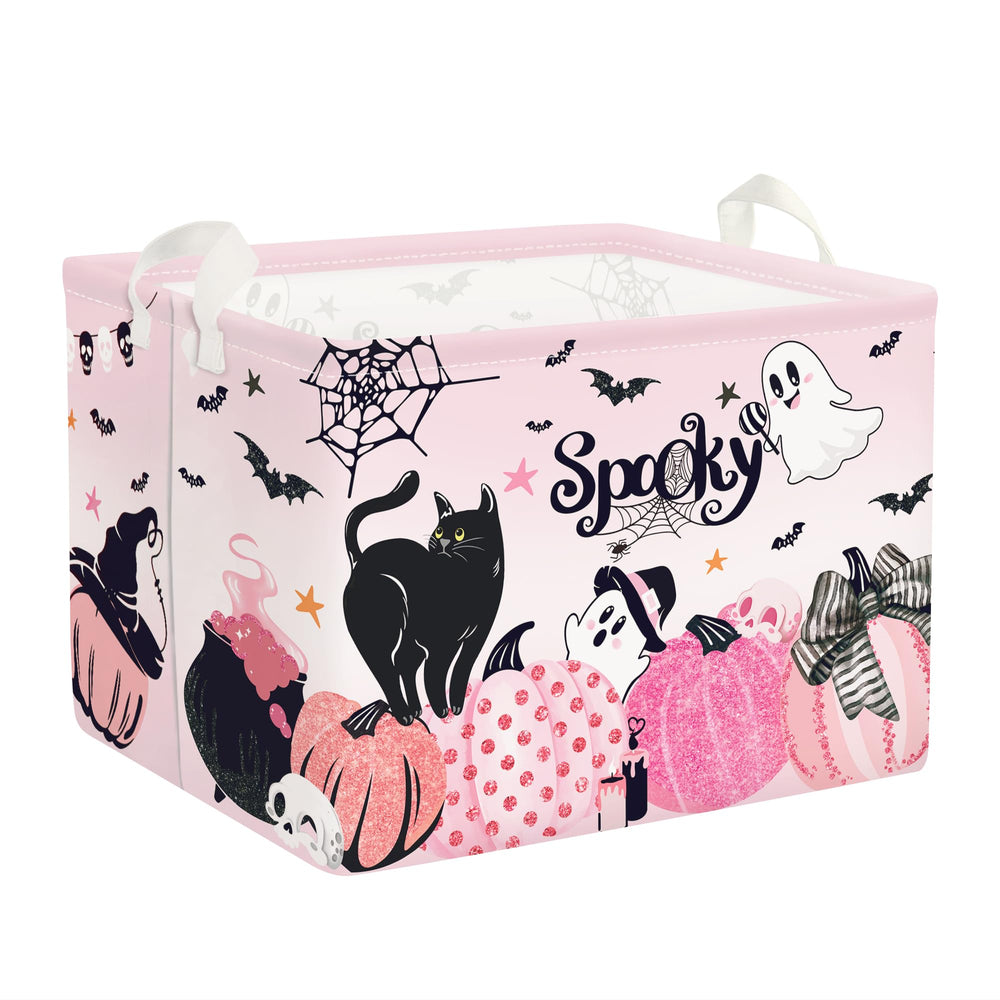 Clastyle pink Halloween spooky basket shelf storage keeps toys tidy