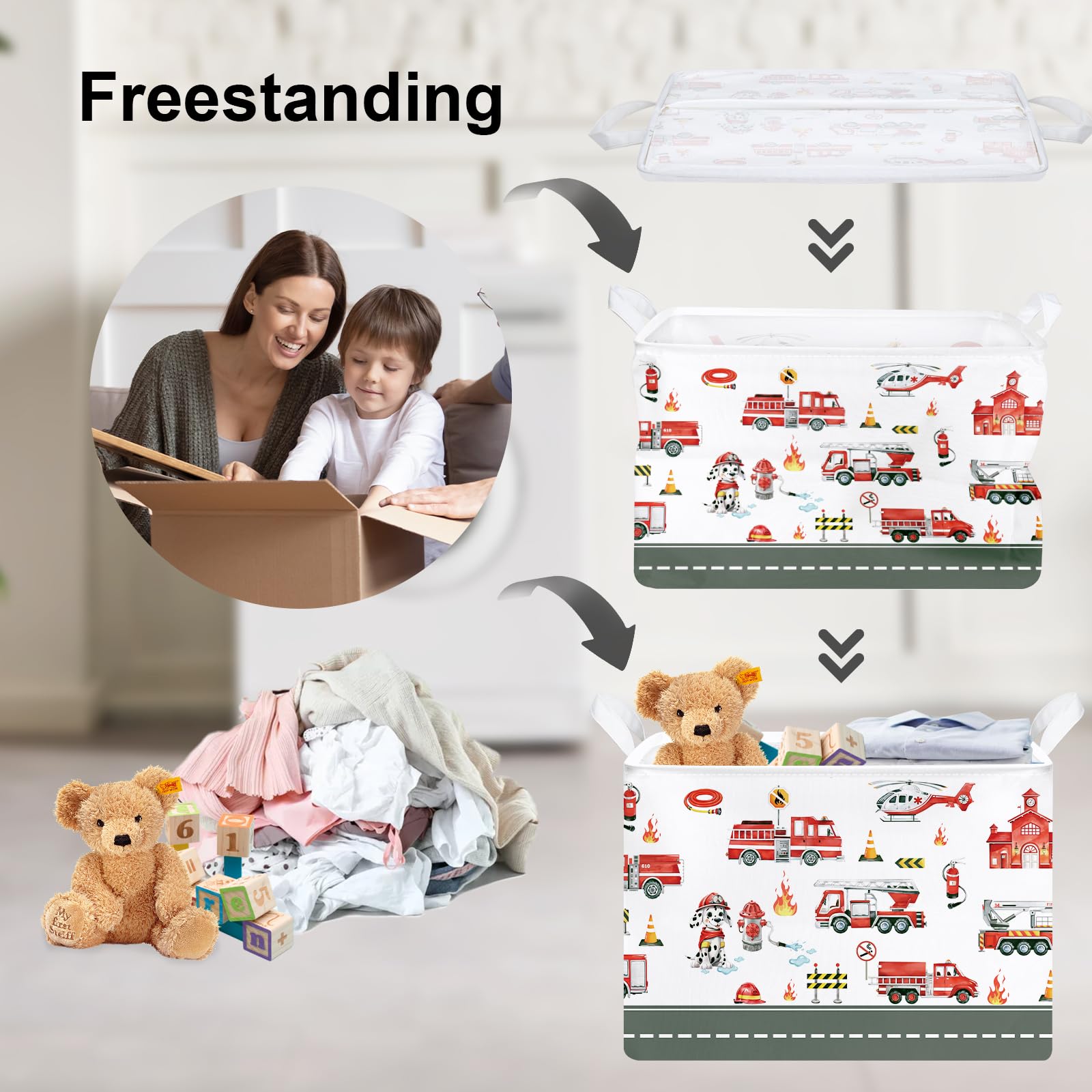 Clastyle Rectangle Large Red Fire Car Basket image3: waterproof lining helps contain spills.