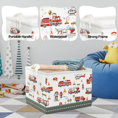 Clastyle Rectangle Large Red Fire Car Basket image4: portable tote with handle for quick cleanup.