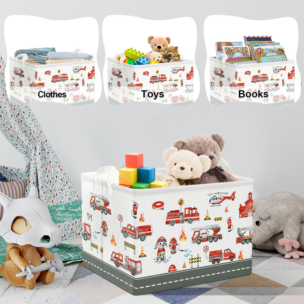 Clastyle Rectangle Large Red Fire Car Basket image5: soft sides promote safe toddler handling.