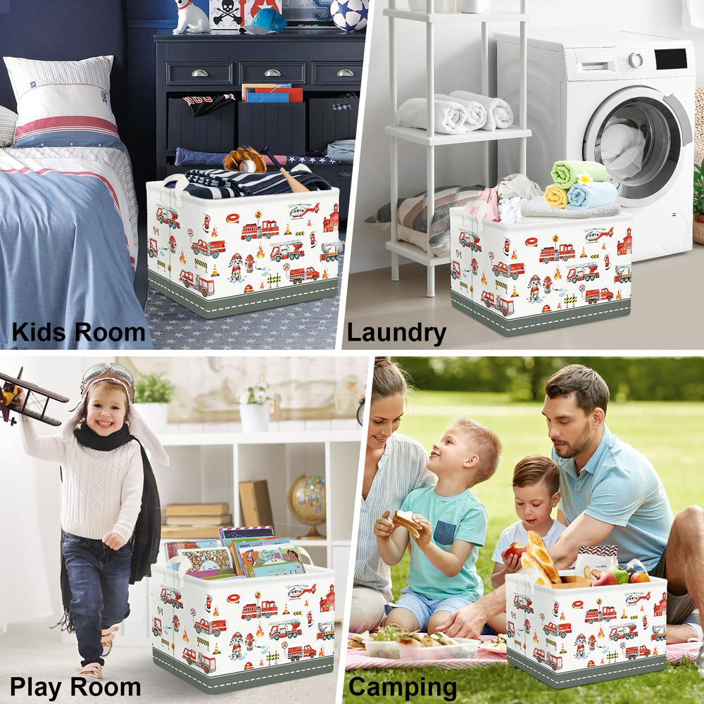 Clastyle Rectangle Large Red Fire Car Basket image7: versatile organization for toys, books, and laundry.