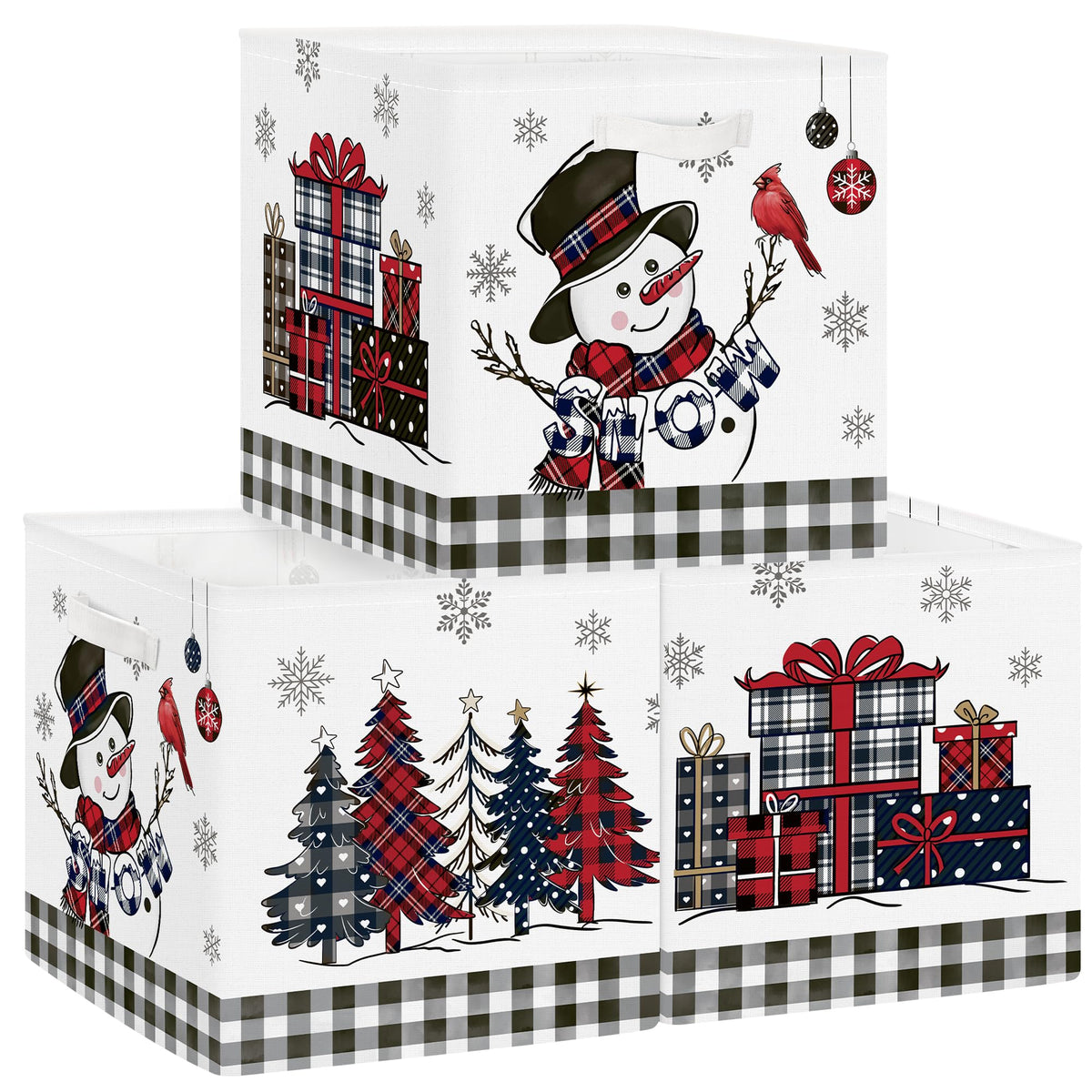 Clastyle snowman bins with handles for tidy toy storage.