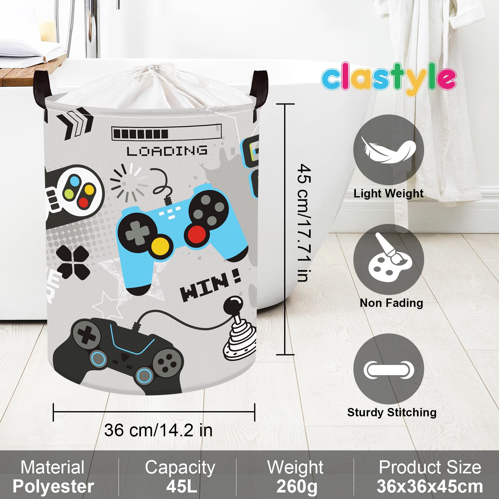 Clastyle Soft sided bin folds flat for compact, convenient storage