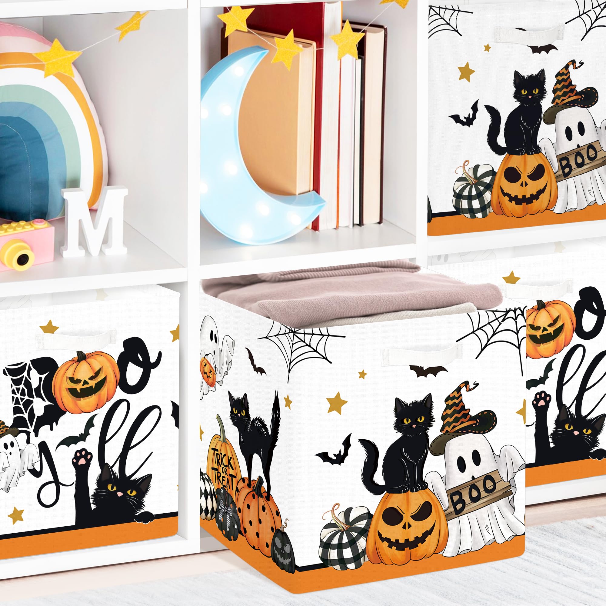 Clastyle Spooky Halloween cobweb detail cube folds flat for easy storage.