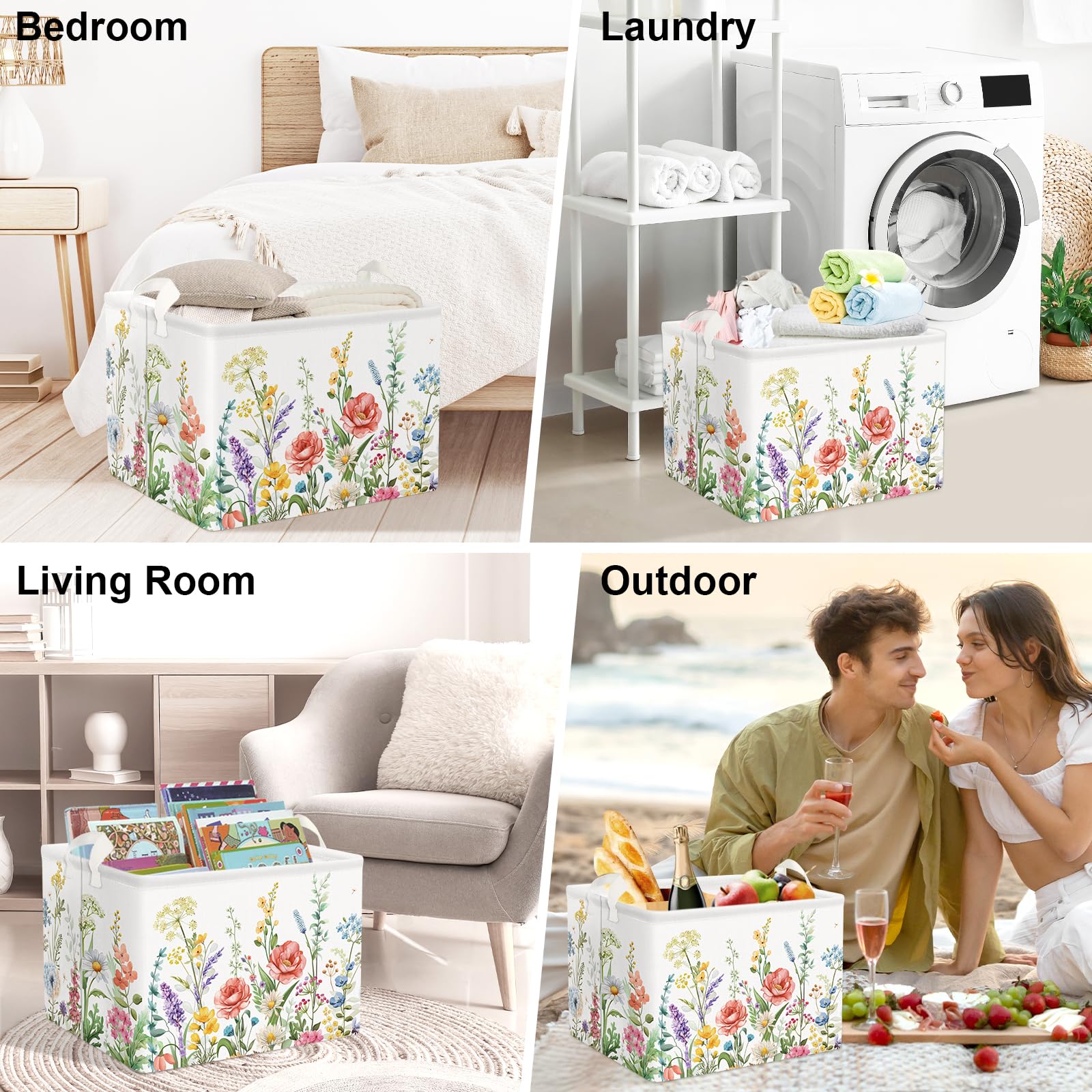 Clastyle spring floral pattern bin brightening a play space