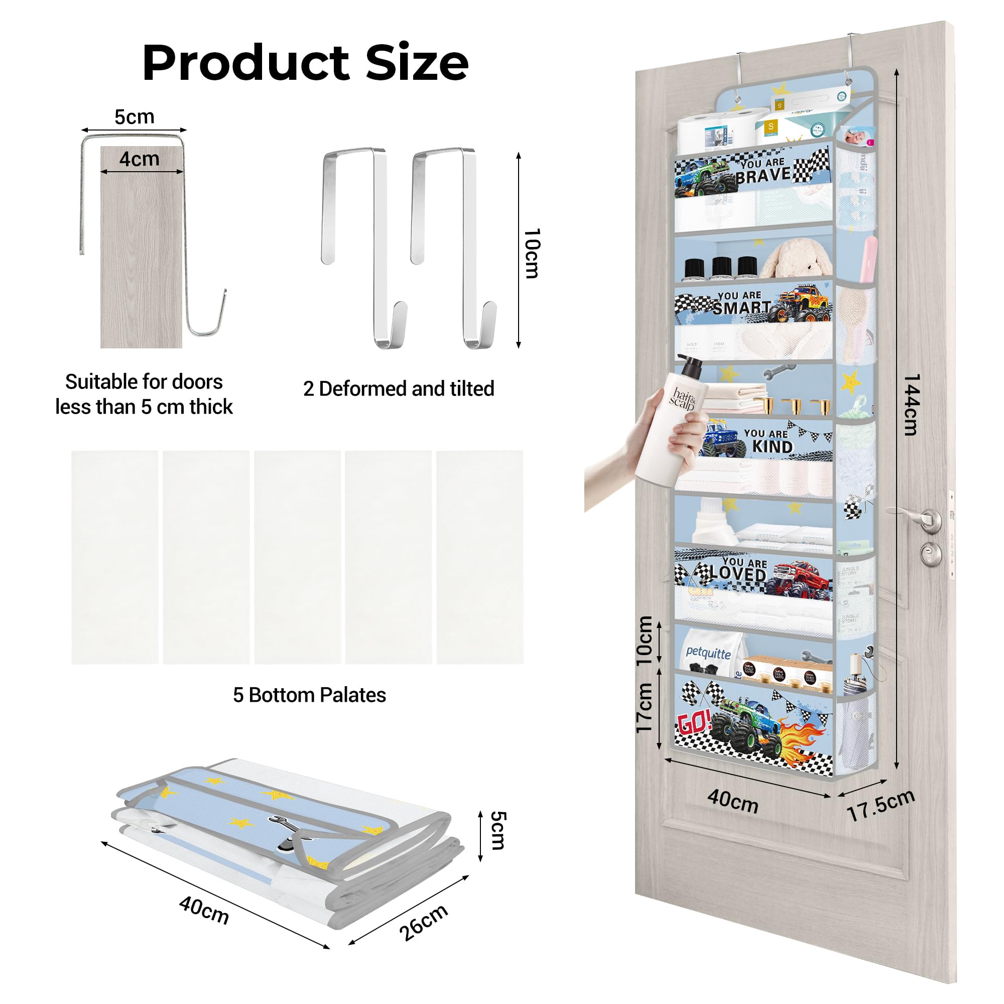 Clastyle toy clothes diaper storage pockets organizing kids essentials behind doors