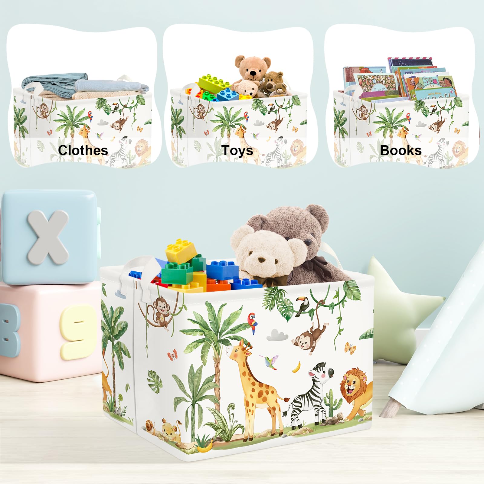 Clastyle Tropical Jungle Hamper in a kid room for books and toys