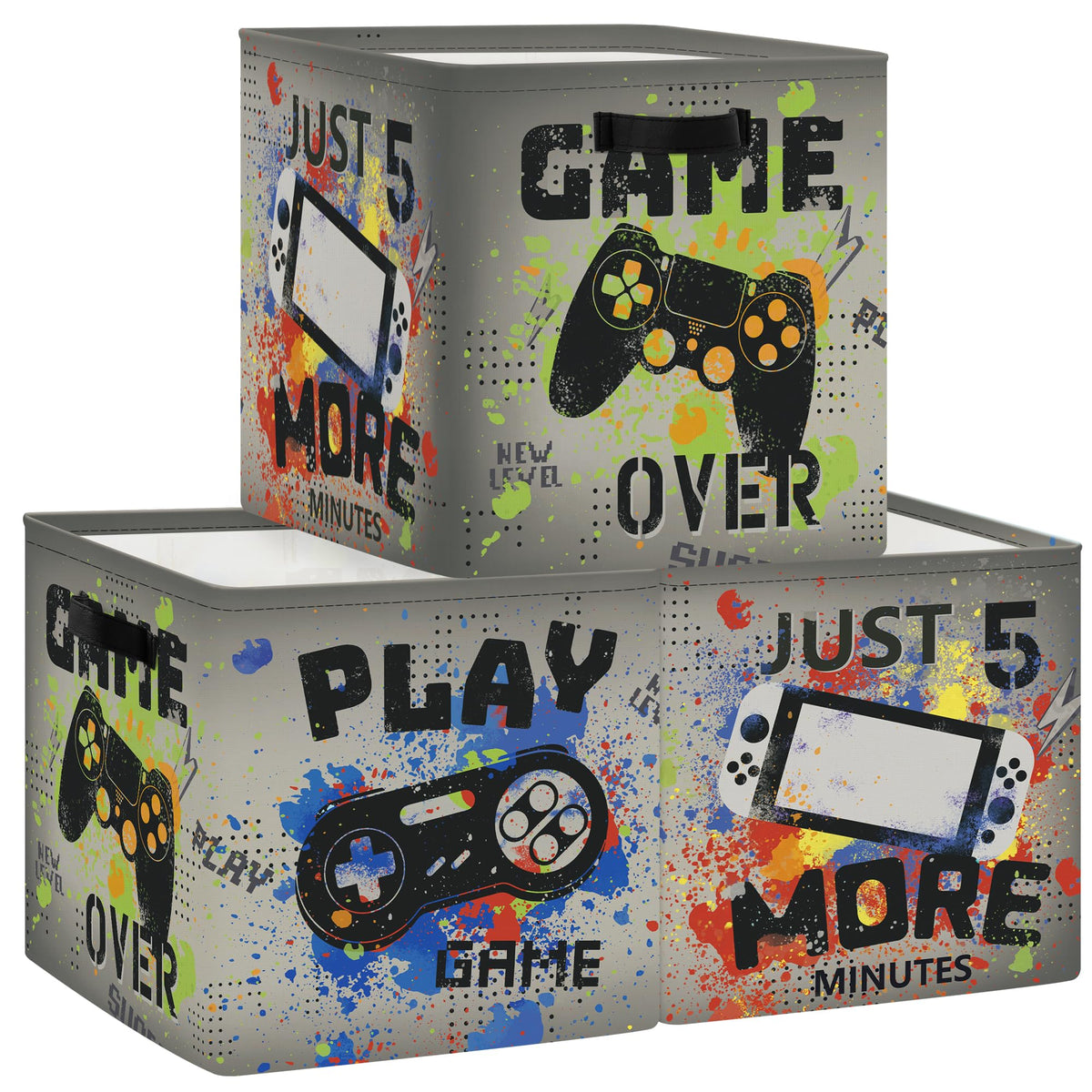 Clastyle storage cube with gamepad motif, ideal for organizing toys