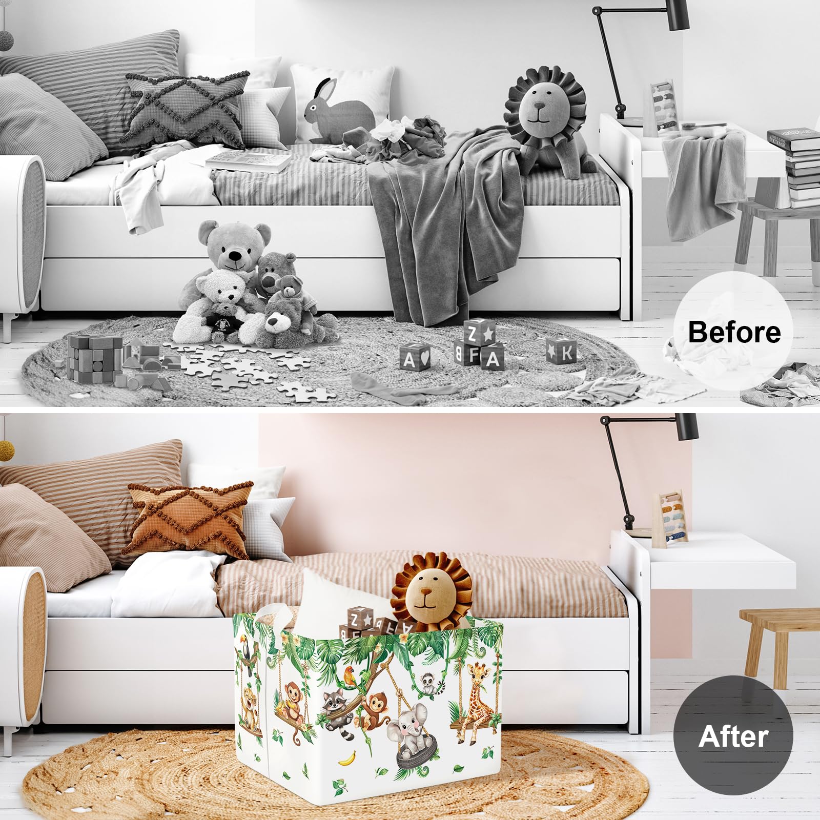 Clastyle Vine Animal monkey design basket for clutter-free kids' room storage