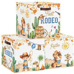 Clastyle Western Cowboy kid storage basket with handle enables easy carry and organized toys.