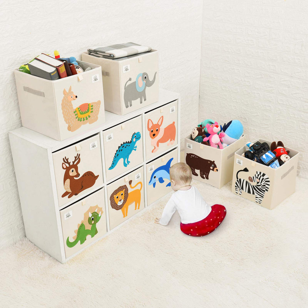 CLCROBD Alpaca cube bin handles showcase portability for quick room cleanup.