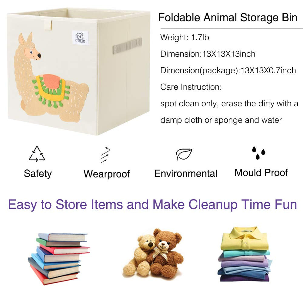 CLCROBD Alpaca cube bin open top shows easy access to toys and books.