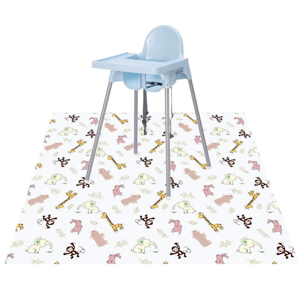 CLCROBD Baby Splat Floor Mat under high chair protects floors from spills.
