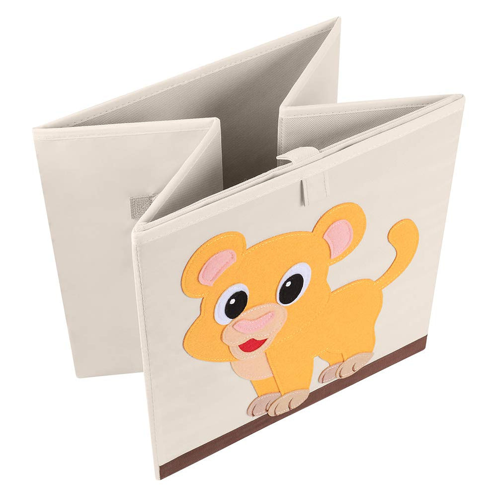 CLCROBD dinosaur cube bin folded flat saves space when not in use.