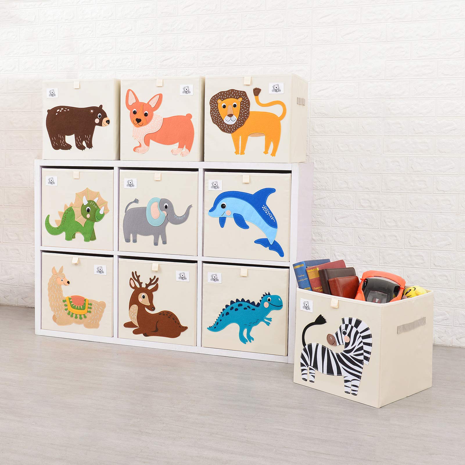 CLCROBD deer foldable cube bin folded, folds flat for compact storage during travel