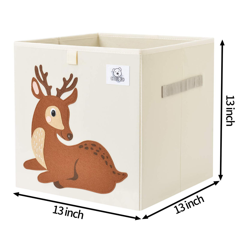CLCROBD deer foldable cube bin side view, sturdy for keeping clutter organized