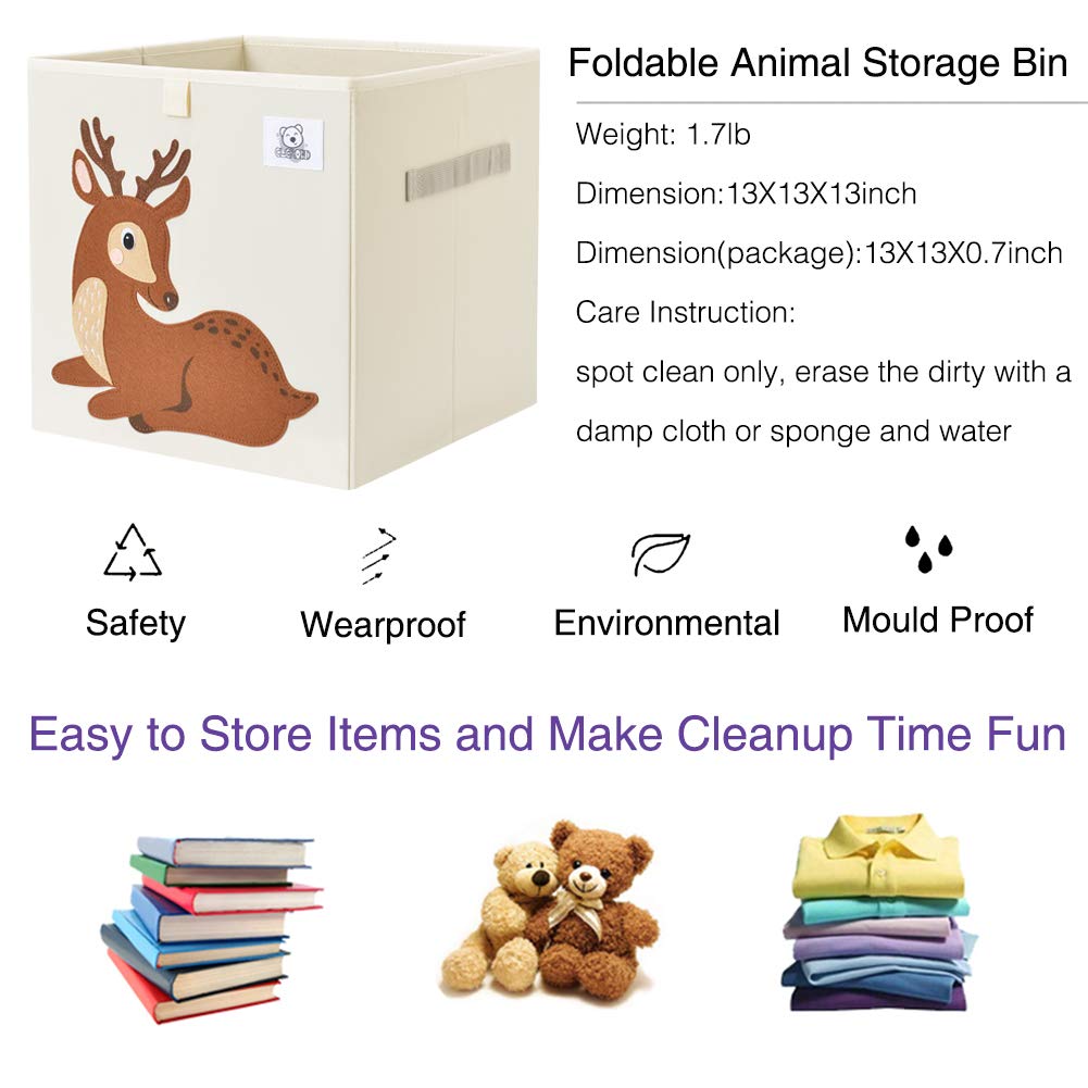 CLCROBD deer foldable cube bin top view, enhances shelf decor while storing items