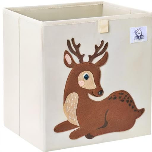 CLCROBD deer foldable cube bin travel-ready, ideal for road trips with kids' toys