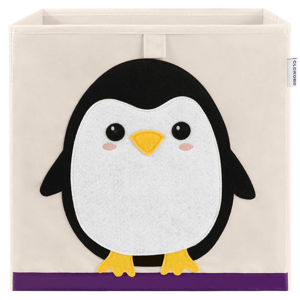 CLCROBD penguin cube bin front view shows sturdy toy storage for kids