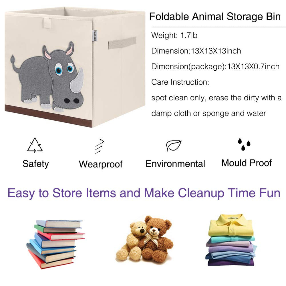 CLCROBD Rhino 13-inch fabric cube fits cubby shelves.