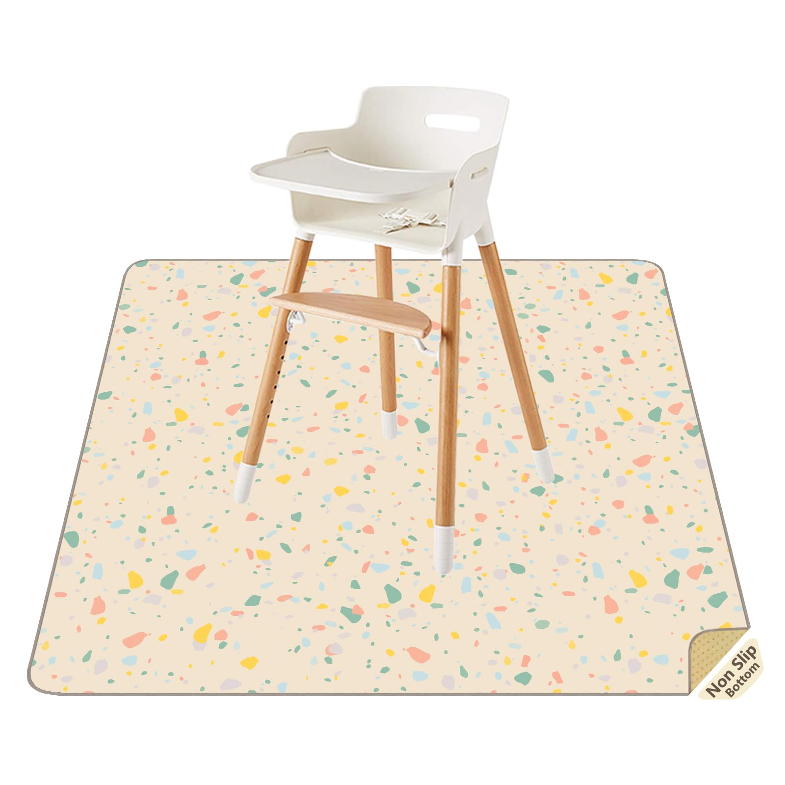 CLCROBD splat mat under high chair keeps floors protected.