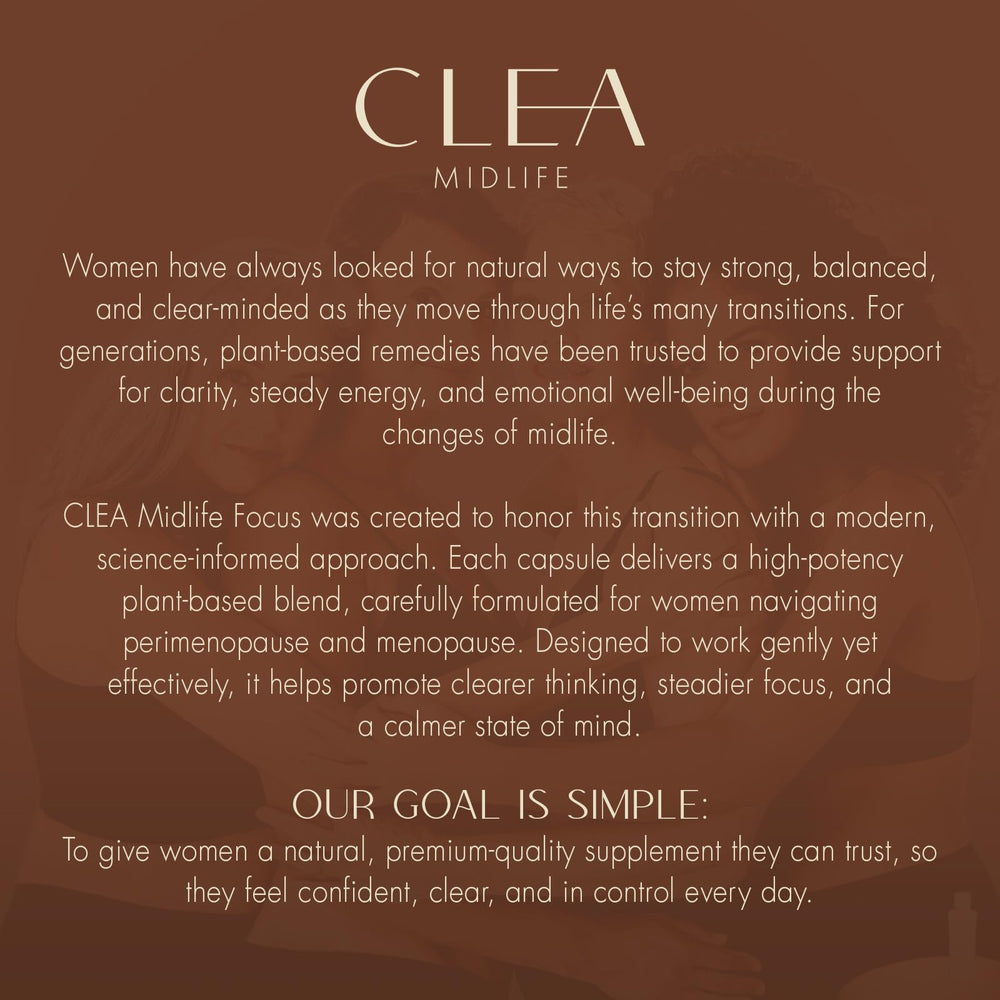 Box of CLEA Midlife Focus with purity and third-party testing notes visible.