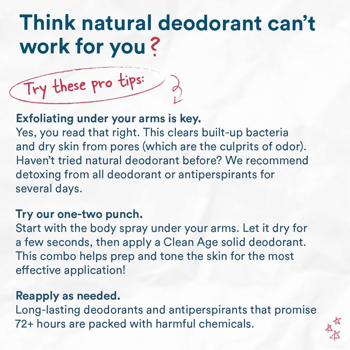 Clean Age aluminum-free badge—aluminum-free deodorant option