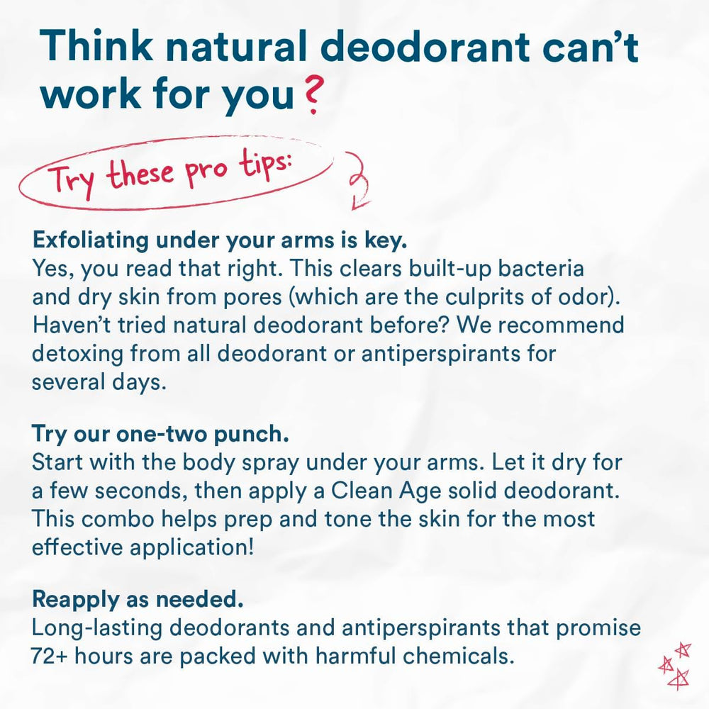 Clean Age aluminum-free badge—aluminum-free deodorant option