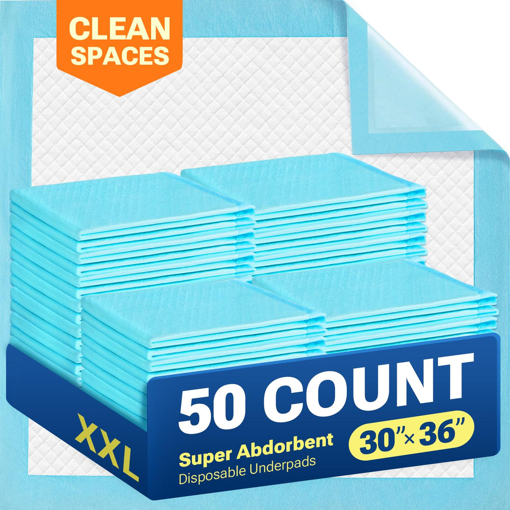 Clean Spaces bed pad with ultra-absorbent core delivers fast liquid absorption for overnight protection.